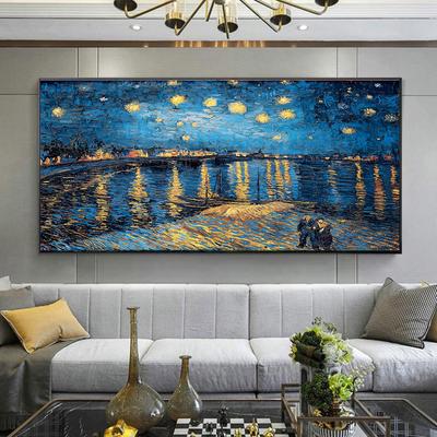 Van Gogh Notte stellata Pittura a olio su tela Poster e stampe Famose immagini d'arte impressionista per l'arredamento moderno del soggiorno