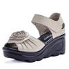 All Cowhide Summer New Retro Platform Wedge Heel Leather Handmade Sandals Women's Genuine Leather Mother Shoes