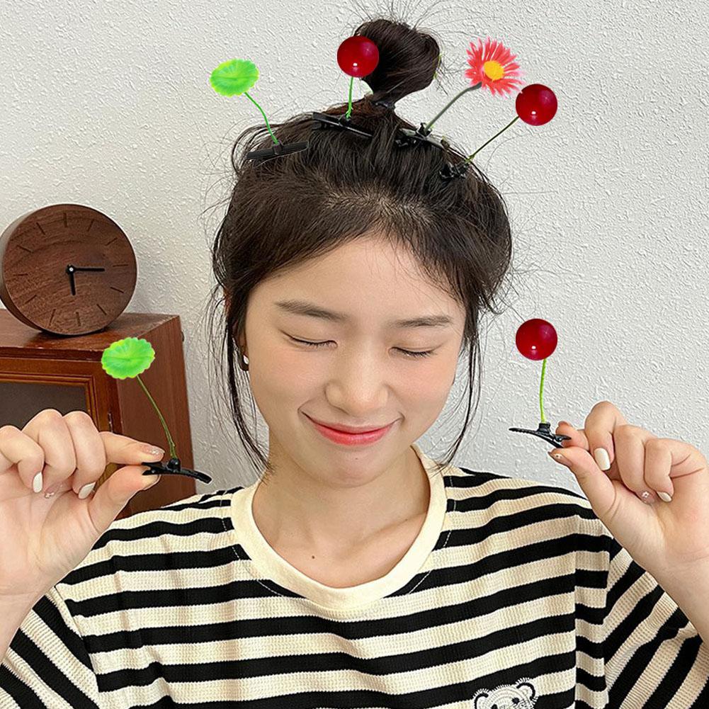 Bean Sprout Hair Clips Funny Plant Hairpins,Mixed Style Barrette Mushroom Little Grass Accessor M5W0