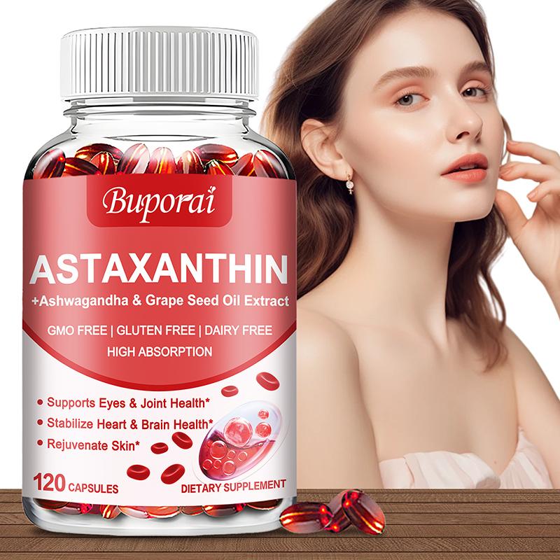 Buporai Astaxanthin Supplement Capsules - Eye, Joint, Heart, and Brain Health