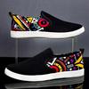 Svarta Graffiti Slip-On Canvas-skor – Trendiga studentstil Flats