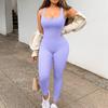 Sexy Jumpsuits Autumn Knitted One Piece Overalls Solid Color Square Neck Sleeveless Lift Up Hip Slim Women Jumpsuit