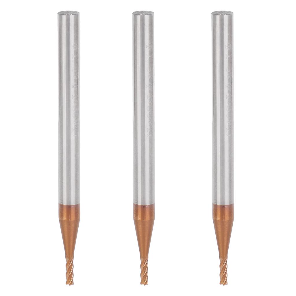 3Pcs Milling Cutter 4 Flutes Tungsten Steel CNC End Mill Cutting Tool 1.5 x 50 x 4T