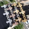 Hip Hop Gothic Punk Streetwear for Bracelet for Men 8-Shape Zircon Trendy Brass Cross Chain Men's Fashion Chain Link Jewelry