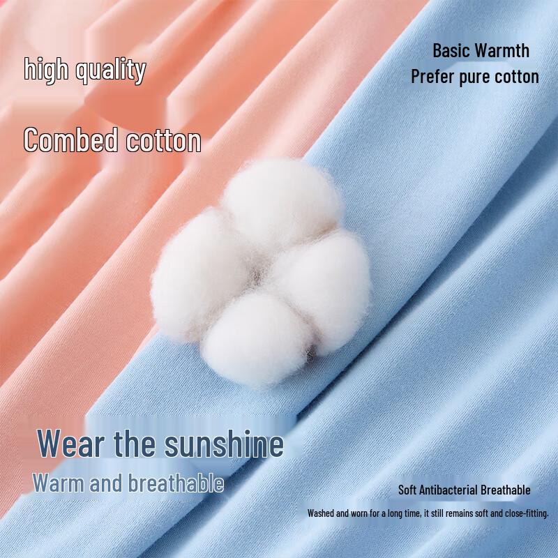 Xueqiman Kids' Pure Cotton Antibacterial Thermal Underwear Set