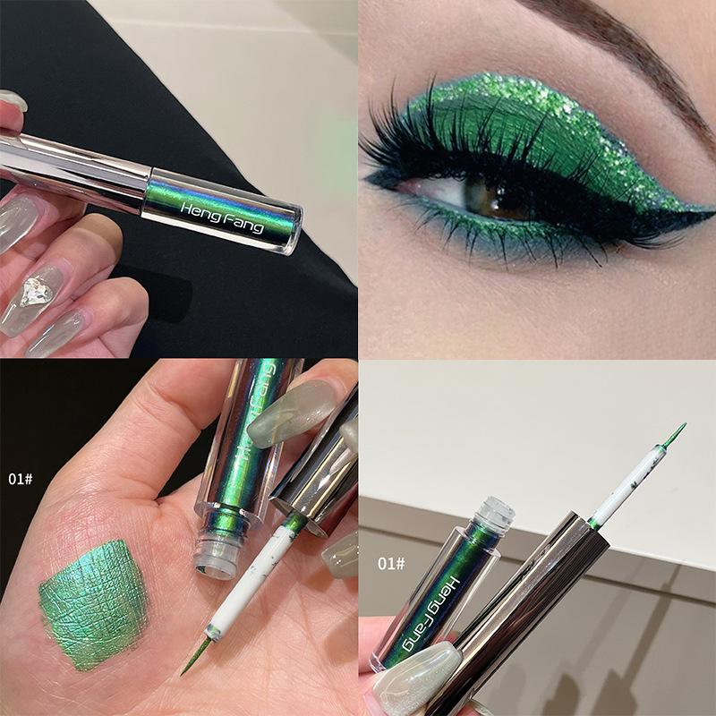 Flash Liquid Eyeliner Durable Shiny Waterproof Colored Liquid Eyeliner Eyeshadow Metallic Pearlescent Chameleon Eyeliner Makeup