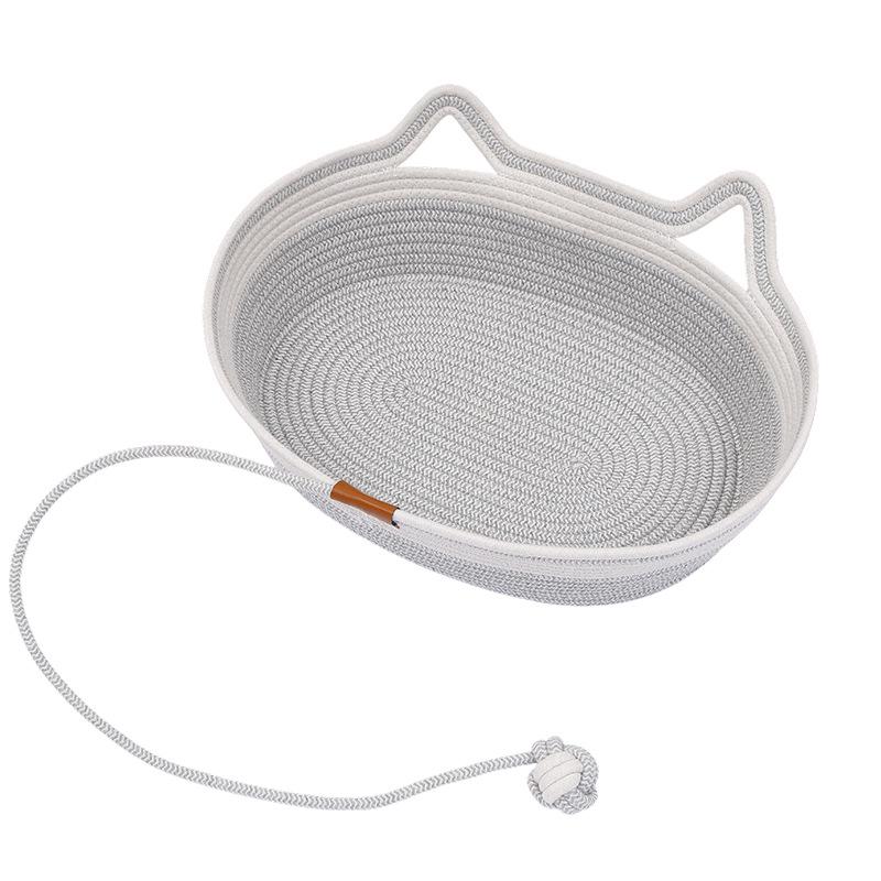 Woven Cotton Rope Cat Bed with Self-Entertainment Ball - All-Season Pet Comfort Solution