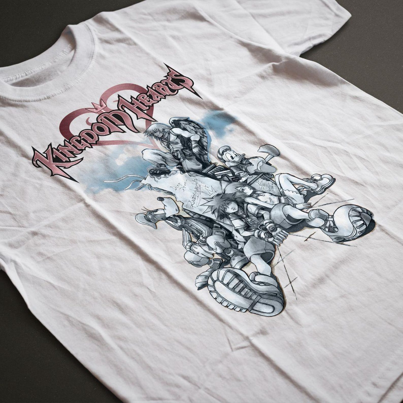 Kingdom Hearts Logo Men s White T-shirt S
