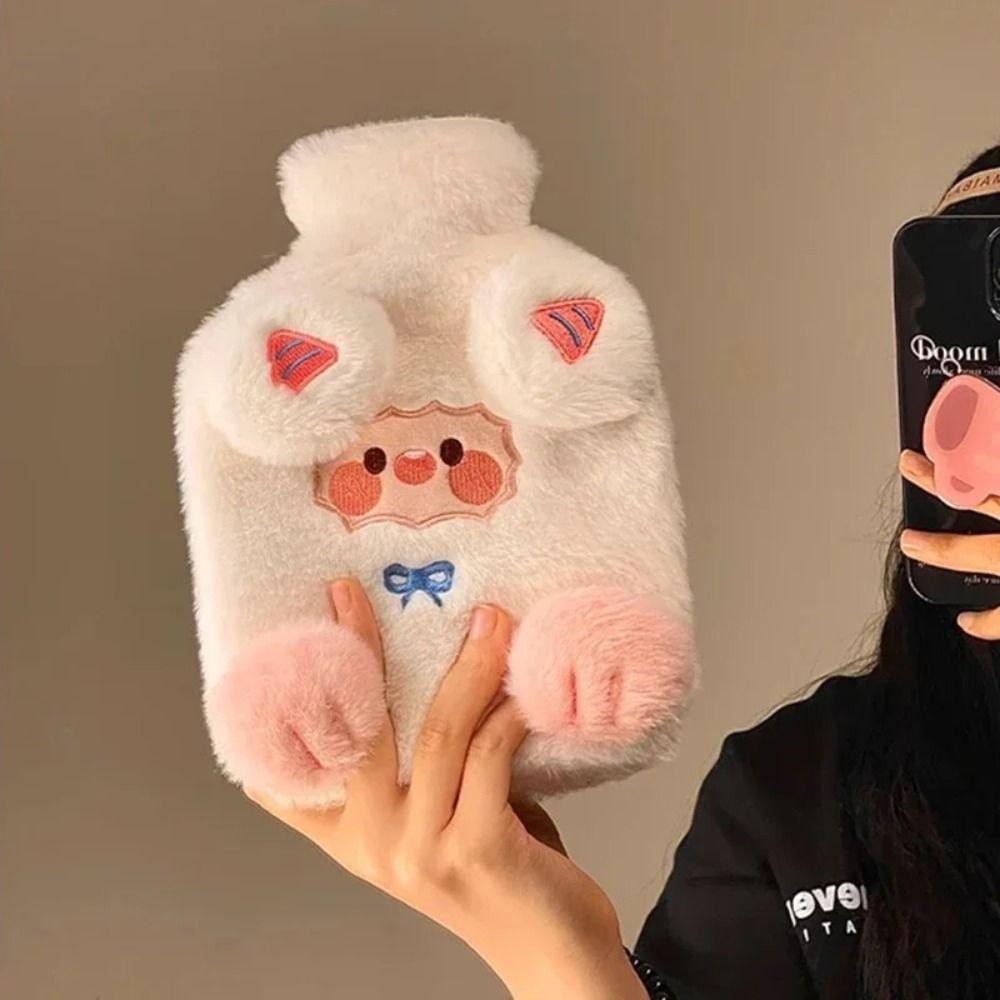 Warming Products Cute Warm Water Bag Lamb Pattern Cartoon Hand Warmers Leak-proof with Cover Hot Water Bottles Winter
