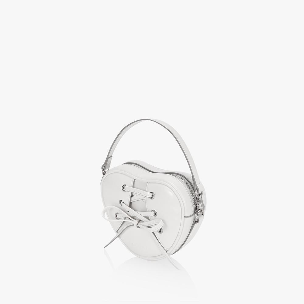 Findkapoor Ribbon Tie Heart Bag - White