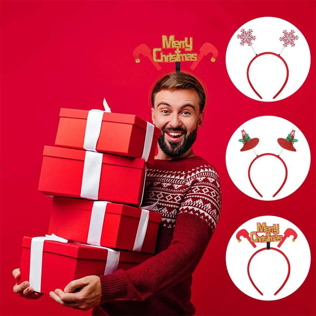 Augsion Christmas Headband, Reindeer, Santa, Christmas Tree Headband, Hair Ornament, Photo Prop, Christmas Party Decoration, Accessory, Cosplay (SET1)