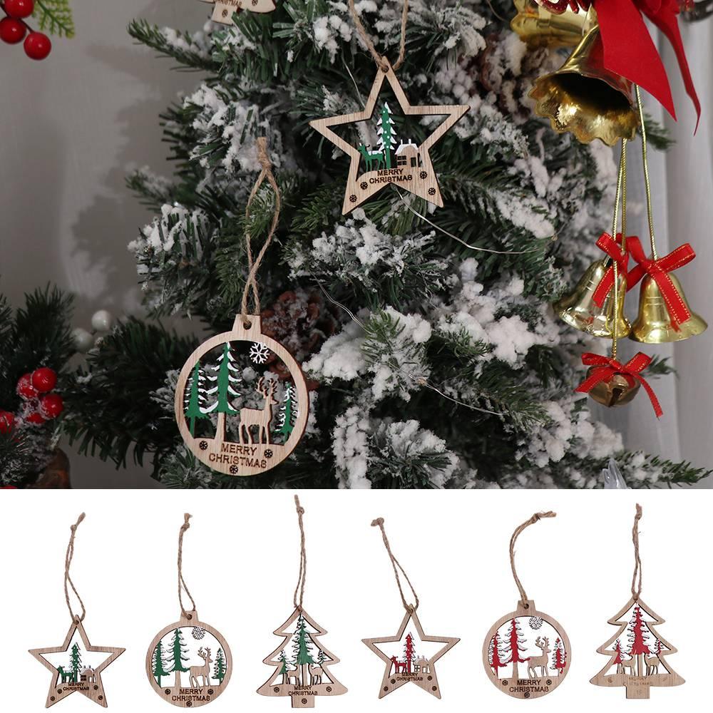 6pcs Decorative Christmas Tree Hanging Ornaments Hollow Hollow Out Star Decoration  Holiday