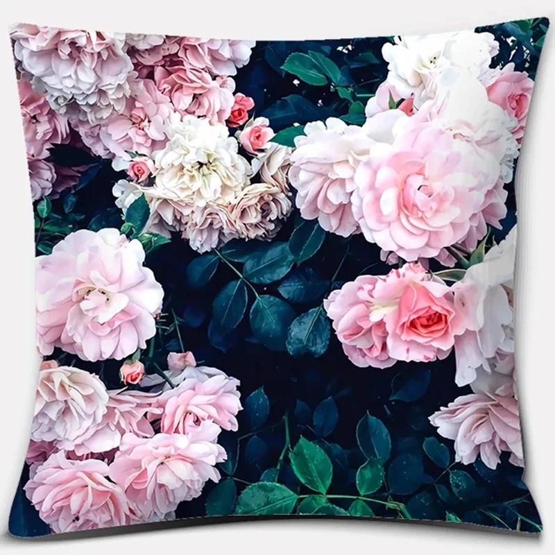 Beautiful Flower Pattern Pillowcase Square Car Sofa Cushion Pillowcase