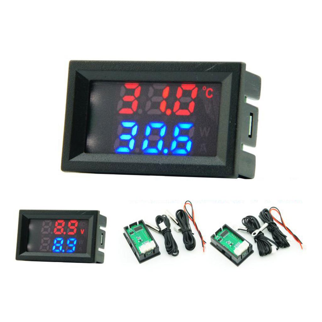 Temperature Meter Dual Digital Display Thermometer 4-28V Temperature Sensor Probe Detector Voltage Gauge Used for Car