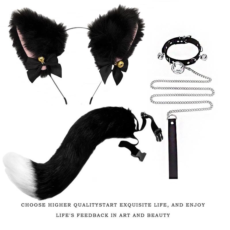 Handmade Cat Ears & Tail Set: Cute Cosplay Hair Accessories for Catgirl