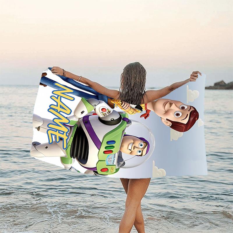 1pc Toy Story2 Beach Towel with Custom Name, Beach/Swimming/Bath/Picnic/Camping Towel, Suitable for Seaside Beaches