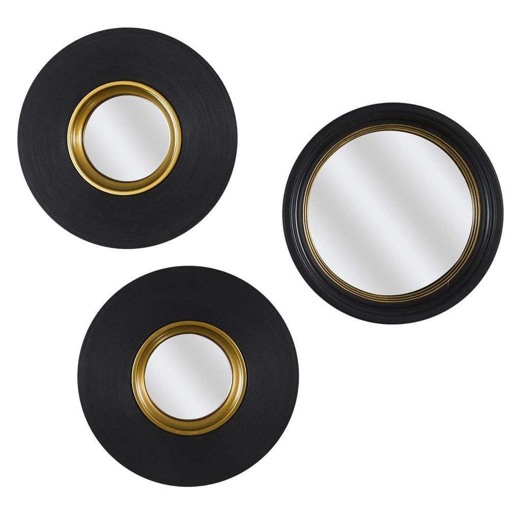 Set of 3 Oko mirrors BLACK ROUND