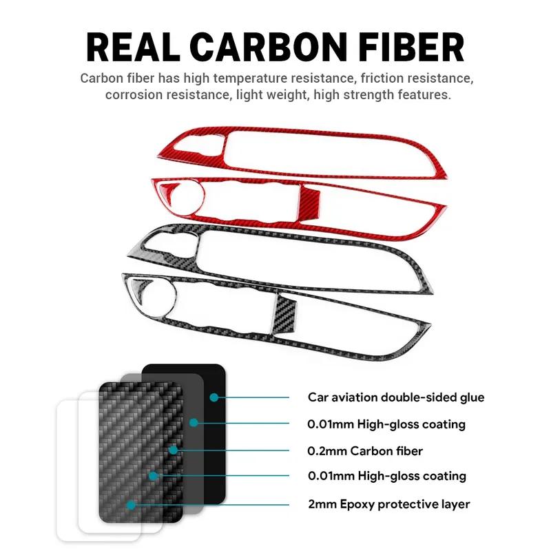 Real Soft Carbon Fiber Sticker For Ford Focus SE RS ST Ecoboost 2012-2015 2016 2017 2018 LHD Car Window Lift Button Panel Trim
