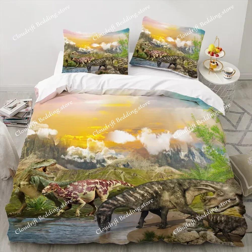 3D Print Dinosaur Duvet Cover King Twin Queen Double Size Kit Ultra-fine Fiber Pillowcase Fashion Polyester Bedding Set