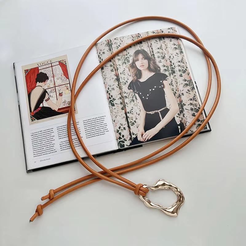 

Новый нерегулярный металлический ремень с узлом из кожи, однотонный простой ПУ тонкий пояс, корейский женский ремень для платья, пальто, декоративные ремни верблюд