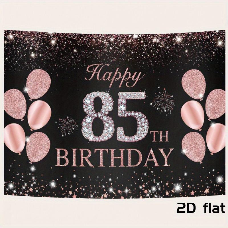 85-year-old rose gold birthday party banner, suitable for indoor and outdoor birthday background decoration