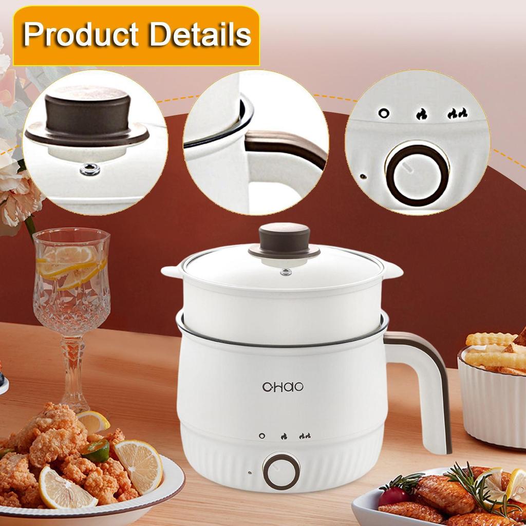 Electric Pot Cooking Nonstick Portable Mini Ramen Cooker Multipurpose for Oatmeal, Rice,
