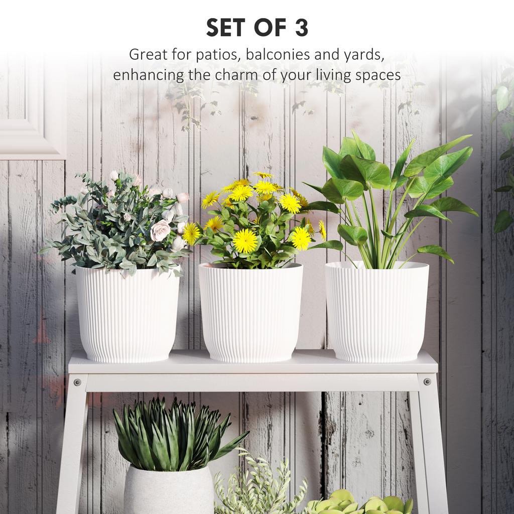 Set of Three diameter 22cm Planters - White