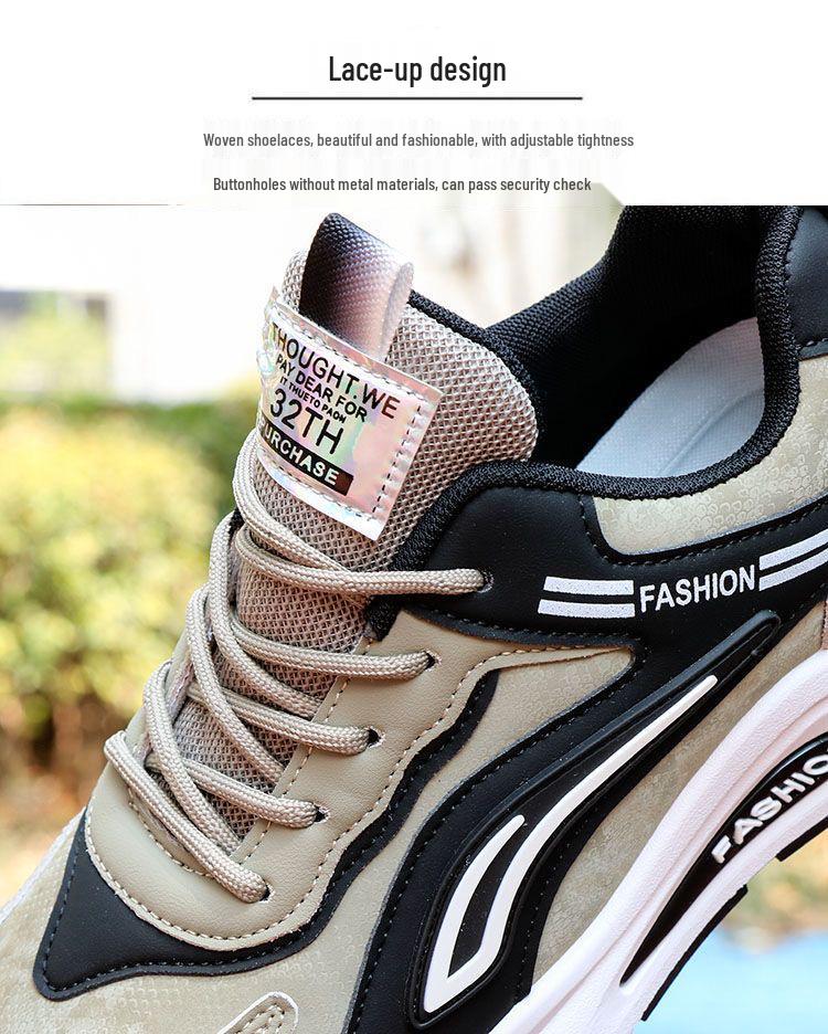 2025 Men's Casual Leather Running Shoes - Trendy, Waterproof, Non-Slip for Spring & Autumn