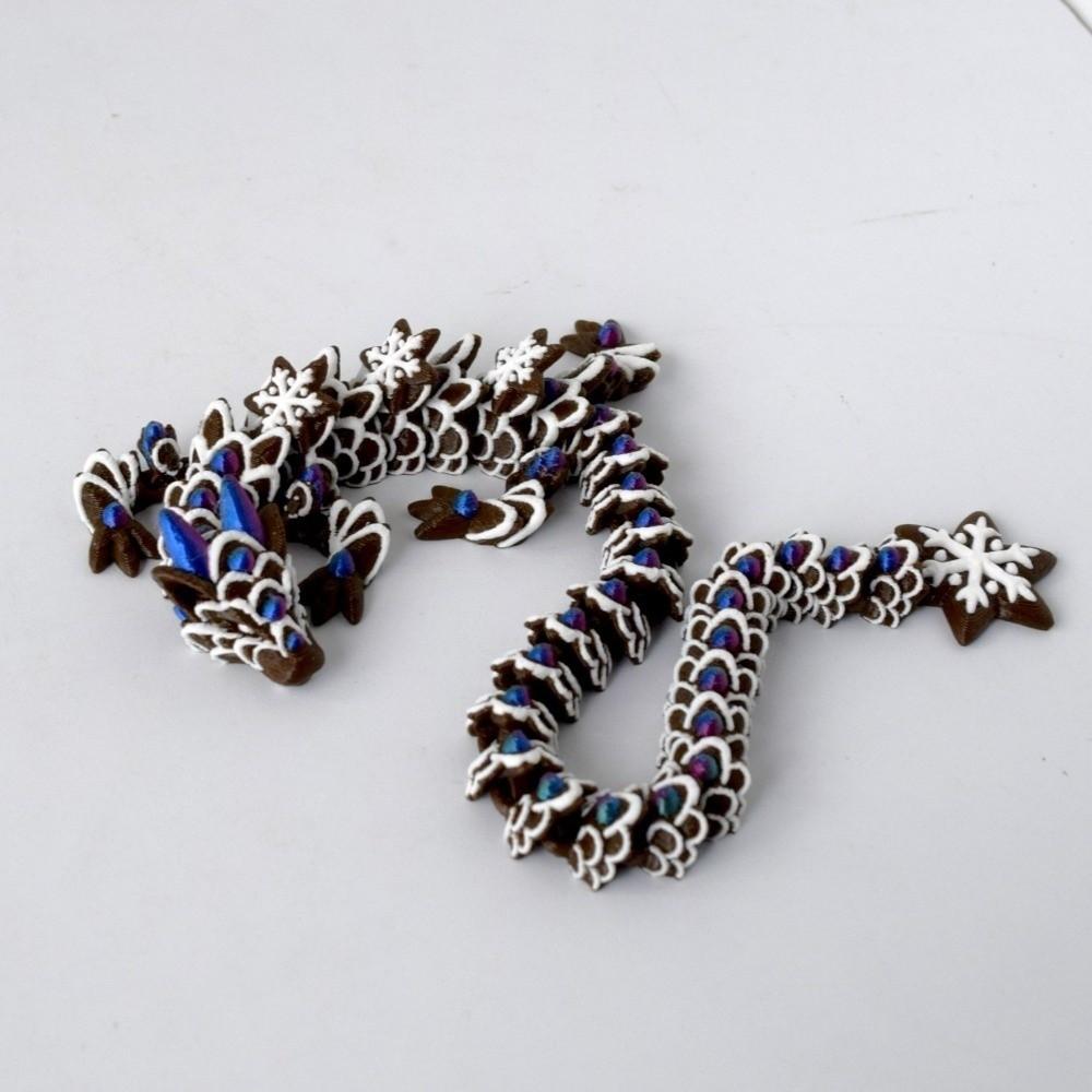 Realistic 3D Printed Dragon Toy Multicolor 30cm Snowflake Dragon Ornament PLA Creative Simulation Animal Model Desktop Ornament
