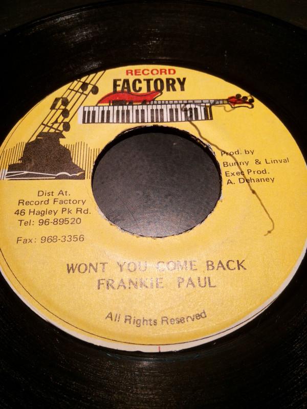 

7inch Record FRANKIE PAUL - Won t You Come Back NONE Record Factory Jamaica Reggae, Ska & Dub Used