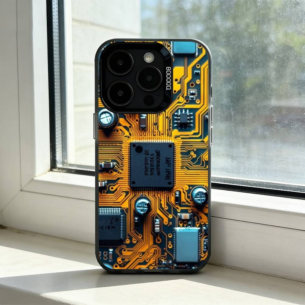 Inside Circuit B-Board Phone Case For iPhone 17,16,15,14,13,12,11 Plus,Pro Max,XS,Colorful Silver Black Cover