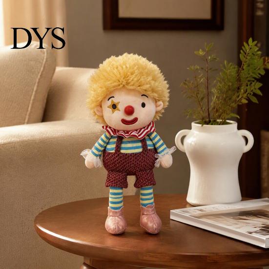 Unique Room Decor Vintage Circus Clown Plush Toy, Soft Stuffed Jester Doll with Embroidered Face, Retro Decorative Figurine for Shelf, Cute