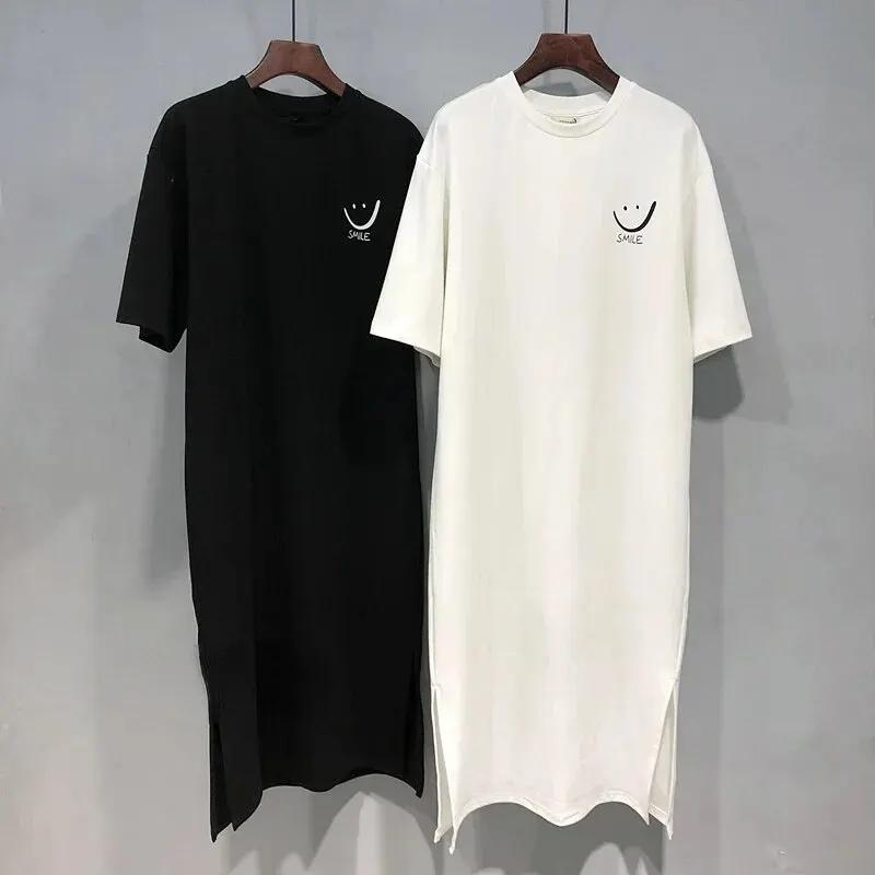 Vestido camisero de manga corta para mujer, nuevo, holgado, largo medio, por encima de la rodilla, de verano