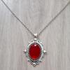 Medieval Victoria Pattern Oval Bronze Color Green Opal Pendant Necklace for Women Men Gothic Retro Jewelry Accessories Gifts