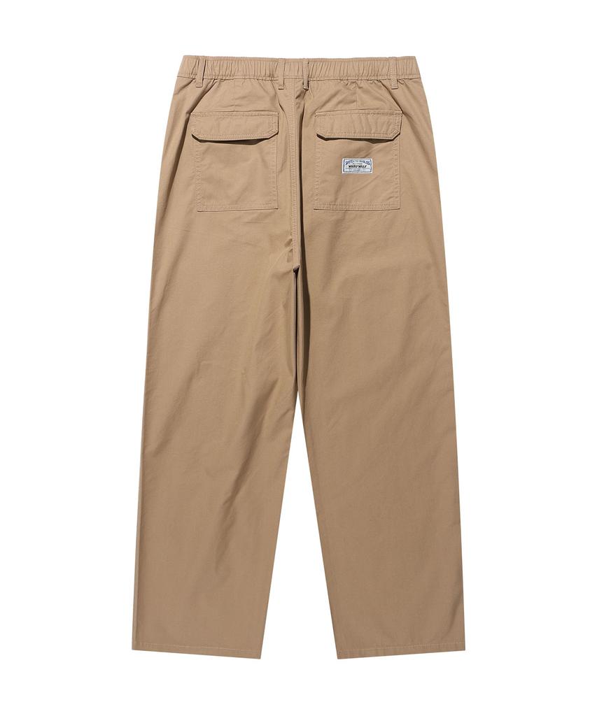 WACKY WILLY Straight Cotton Fatigue Elastic Pants Beige