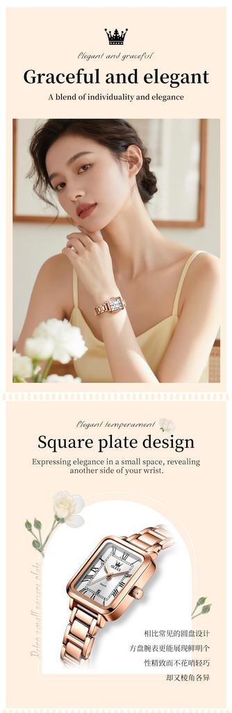 OLEVS Quartz Simple and Rose Gold White Women's Watch, Elegant, Luminous,