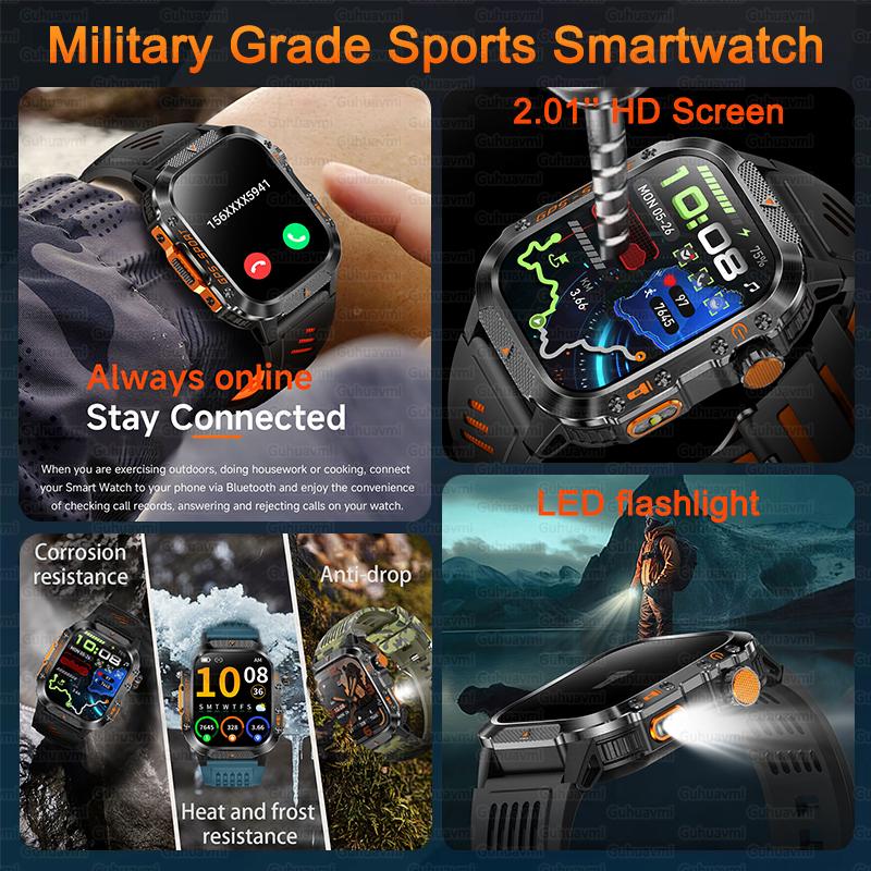 New Professional GPS Outdoor Sports Smart Watch Men 2.01'' AMOLED Screen Bluetooth Call 10ATM Waterproof Swim SmartWatch