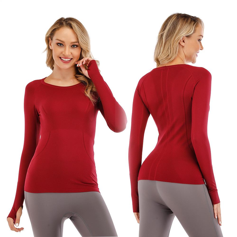 Women's Quick Dry Long Sleeve Yoga & Running Top - Round Neck, Sweat-Wicking, Fitness T-Shirt