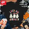 New Halloween LetS Go Ghouls Letter Print Cotton T Shirt WomenS Fashion Casual Cool Hip Hop Shirs Unisex Halloween T Shirts