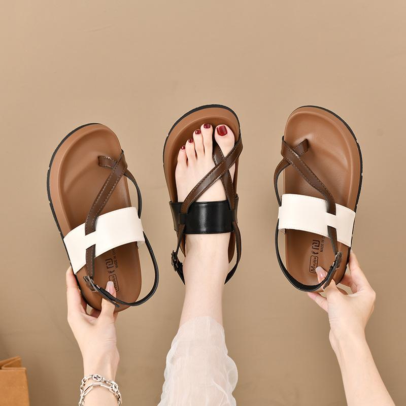 Platform sandals women's summer wear 2025 new retro fashion versatile skirt toe Roman beach shoes