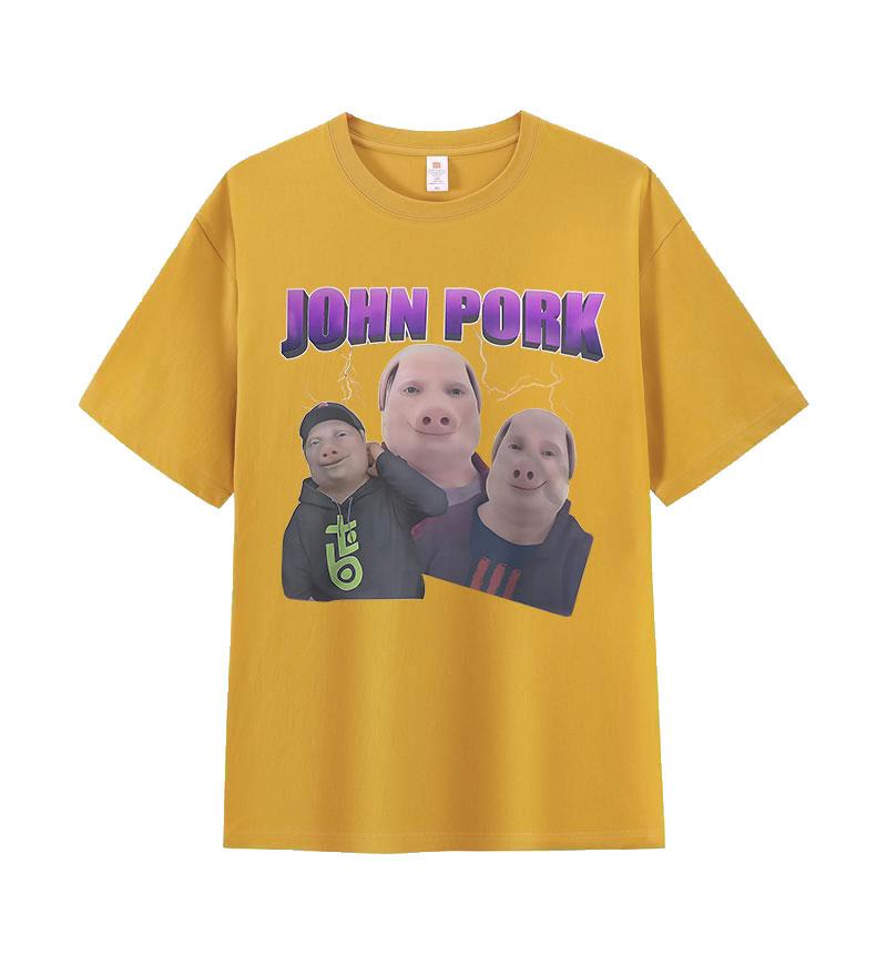 

John Pork Is Calling Funny Meme Graphic T-shirt Men Women Fashion Harajuku Cotton T-shirts Retro Oversized Short Sleeve T Shirts 4XL