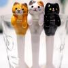 Hot SALE Kitchen Tool Novelty Gift Ceramic Cartoon Cute Cat Animal Spoon Hanging Coffee Dessert Spoon Unique Ice Cream Flatware