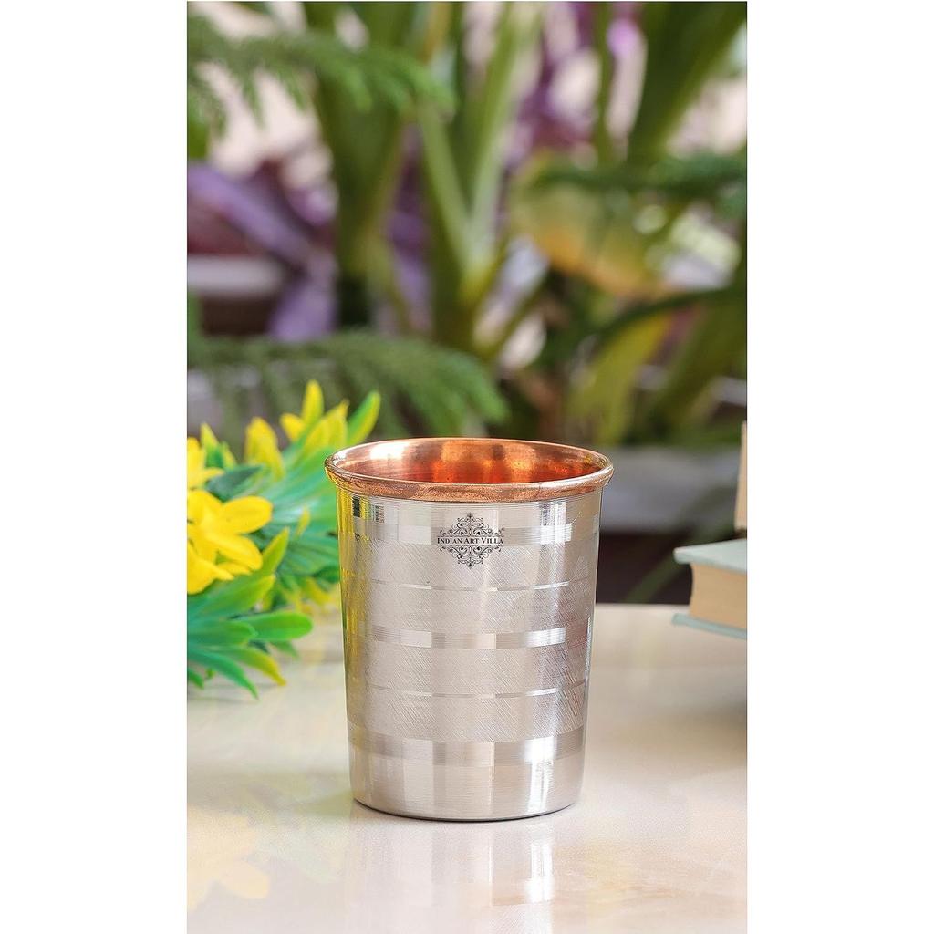 Copper and Silver Glass Tumbler, Drinkware and Serveware, 250 ML