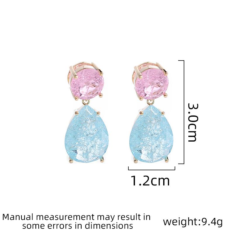 Ladies Light Luxury Design Elegant Ice Crack Water Droplet Earrings Fashion Versatile and Unique Design Sense Earrings