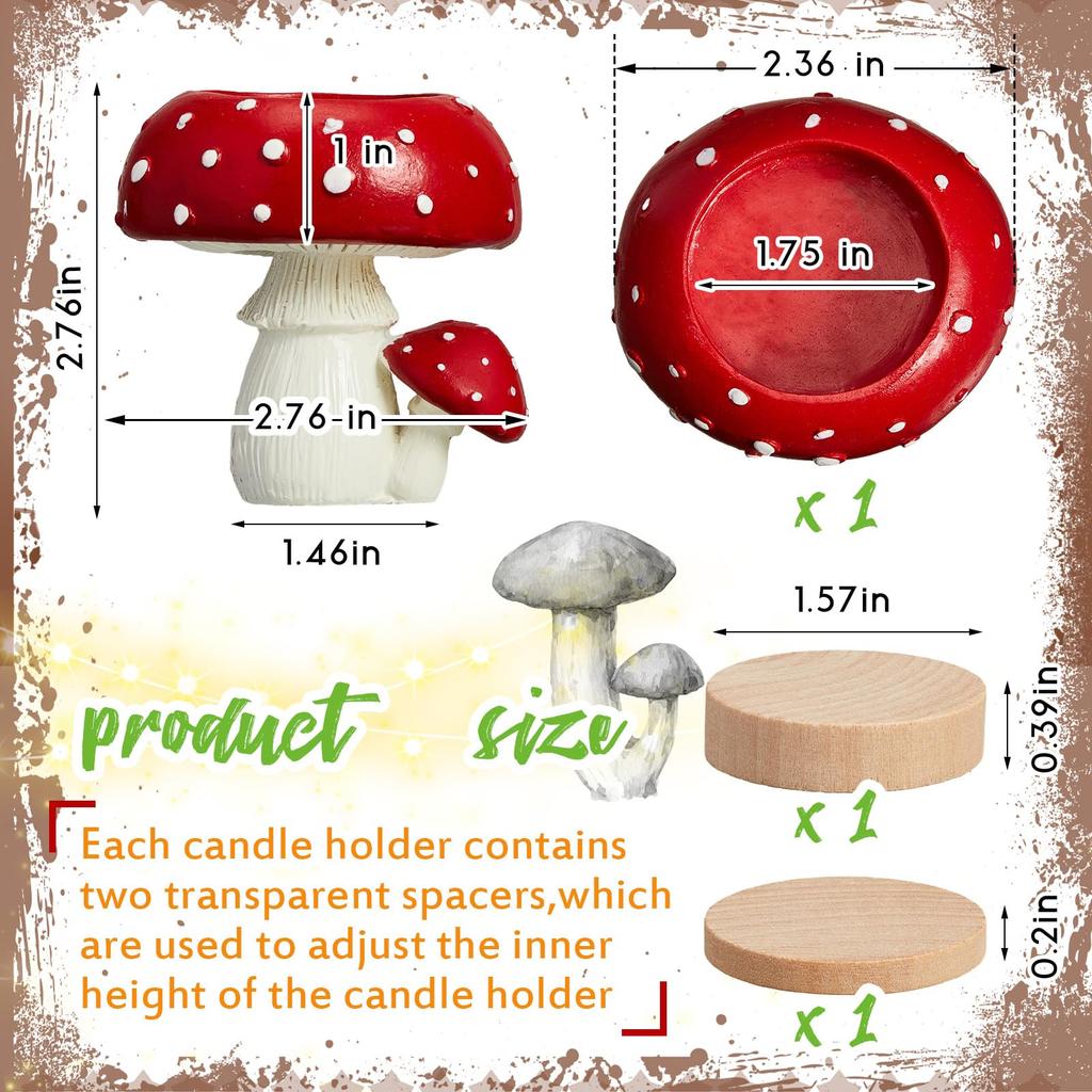 Cozy Mushroom Tealight Holders, Set of 1 Fairycore Farmhouse Decor for Table Centerpiece, Perfect Gift Idea