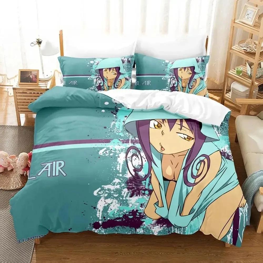 Ny 3D Tecknad Soul Eater Sängklädesset Enkelt Twin Full Queen King Size Sängset Vuxen Barn Sovrum Påslakanset Hemtextilier