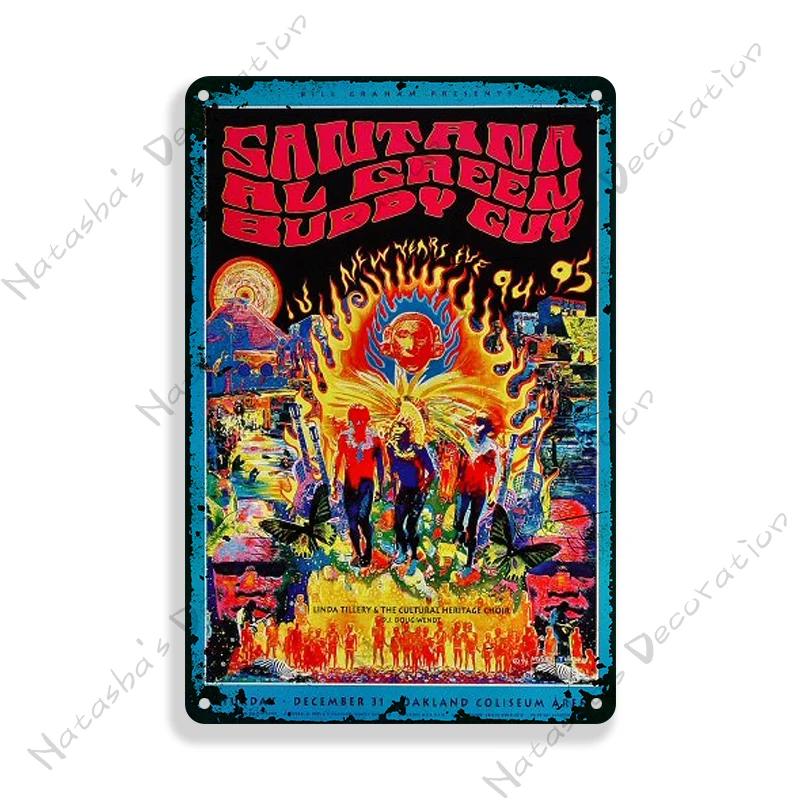Santana Poster Dekorative Platte Rockmusik Metallposter Garage Club Metall Blechschild Metallplakette Wandplatte Man Cave Wanddeko