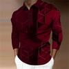 Men's 3D Printed Geometric Hexagonal Pattern Golf Shirt Long Sleeve Polo Shirt Business Casual Formal Button Collar AutumnWinter