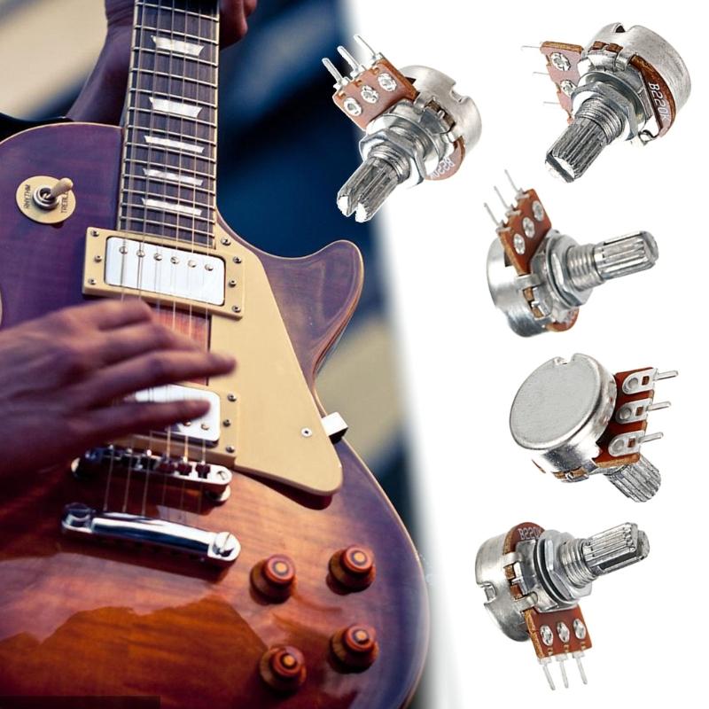 5 Pack Split Shaft 220K Ohm Potentiometer with 3 Pin Terminal Suitable for Easy Wiring In Guitar Amplifier Circuits