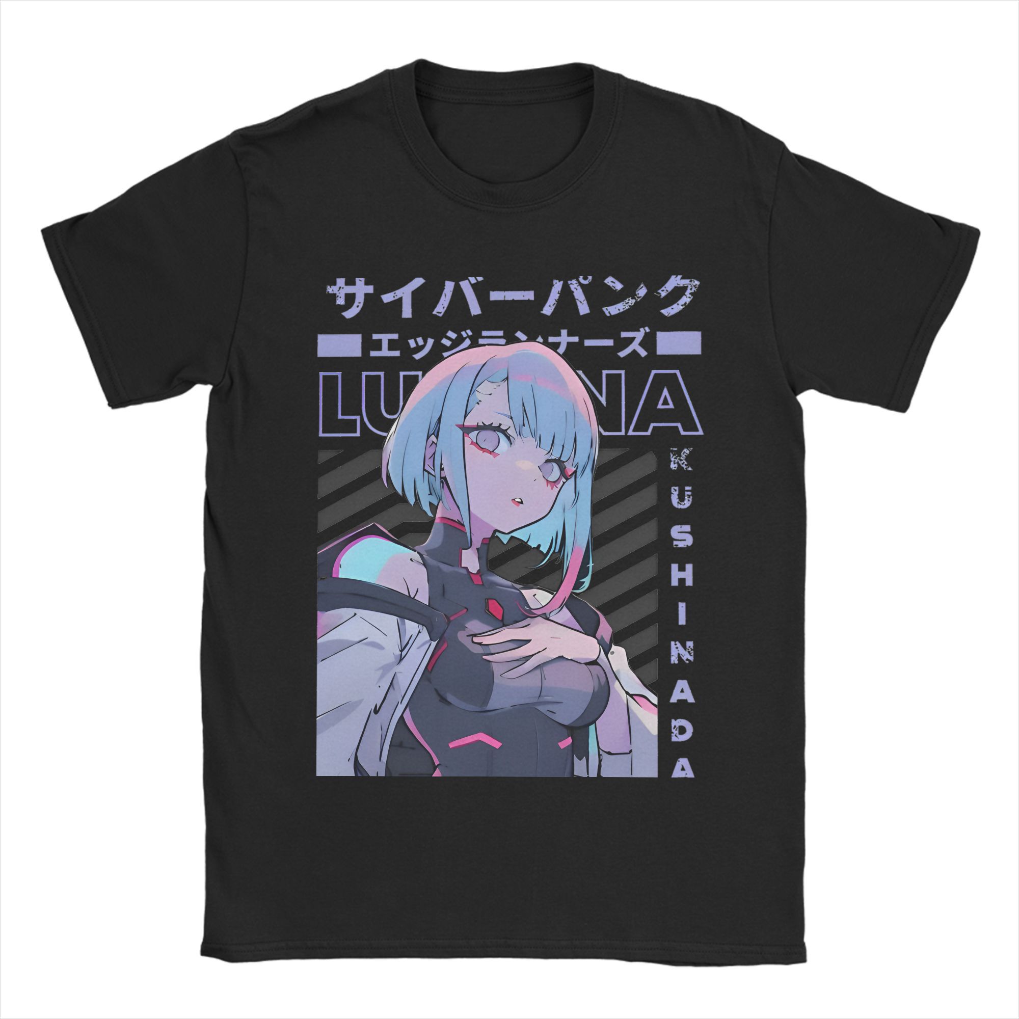 Rebecca Anime Cyber Edgerunner TShirt Men Cotton Clothing Kawaii Cartoon Round Neck Short Sleeve1 Graphic T Shirts S